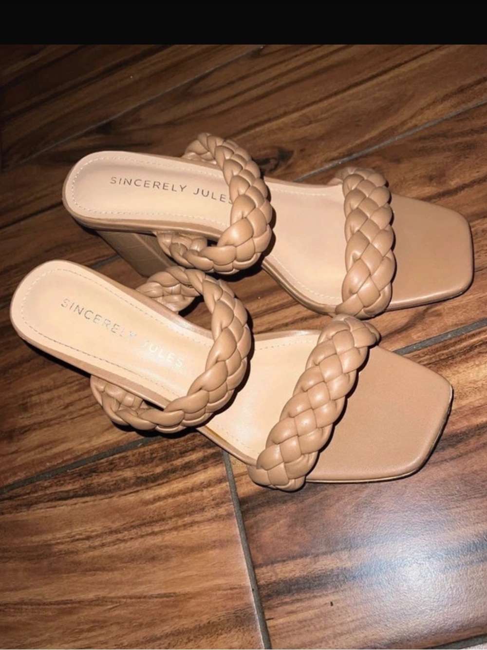 Sincerely Jules Tan Braided Double-Strap Slide Mules